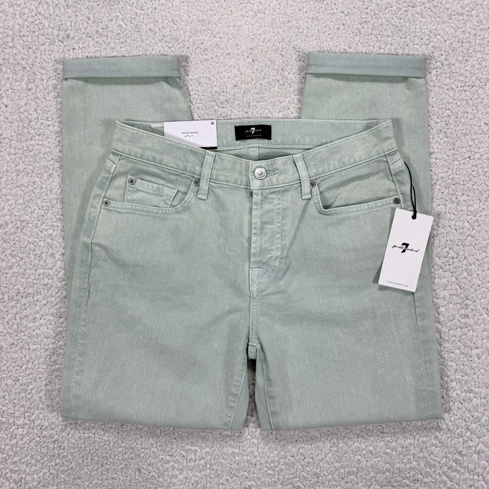 7 For All Mankind Josefina Boyfriend Jeans Womens 26 (28x24.5) Mint Minimalist
